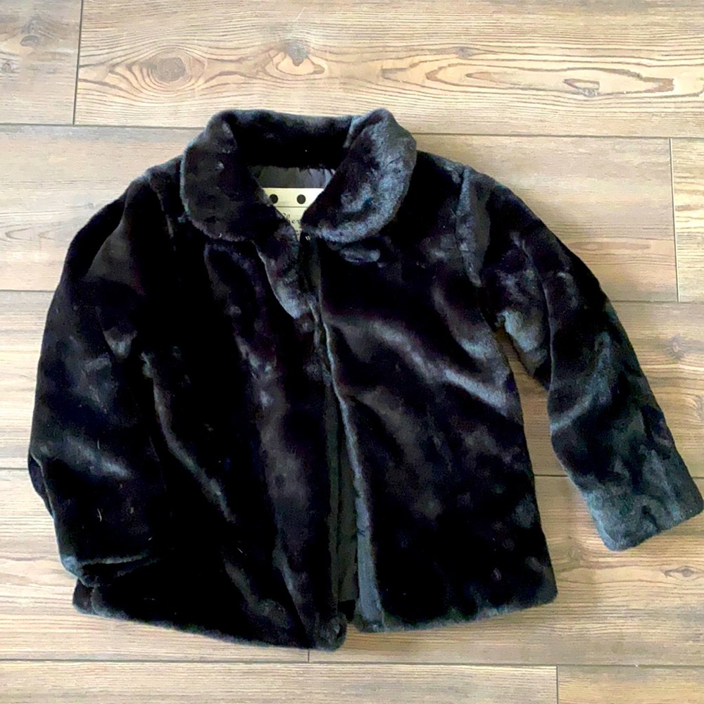 Girls Black Faux Fur Jacket